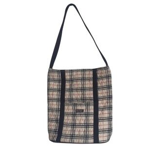 Bella Taylor Shoulder Bag Womens Large Beige Plaid Quilted Cotton Zip Tote Purse